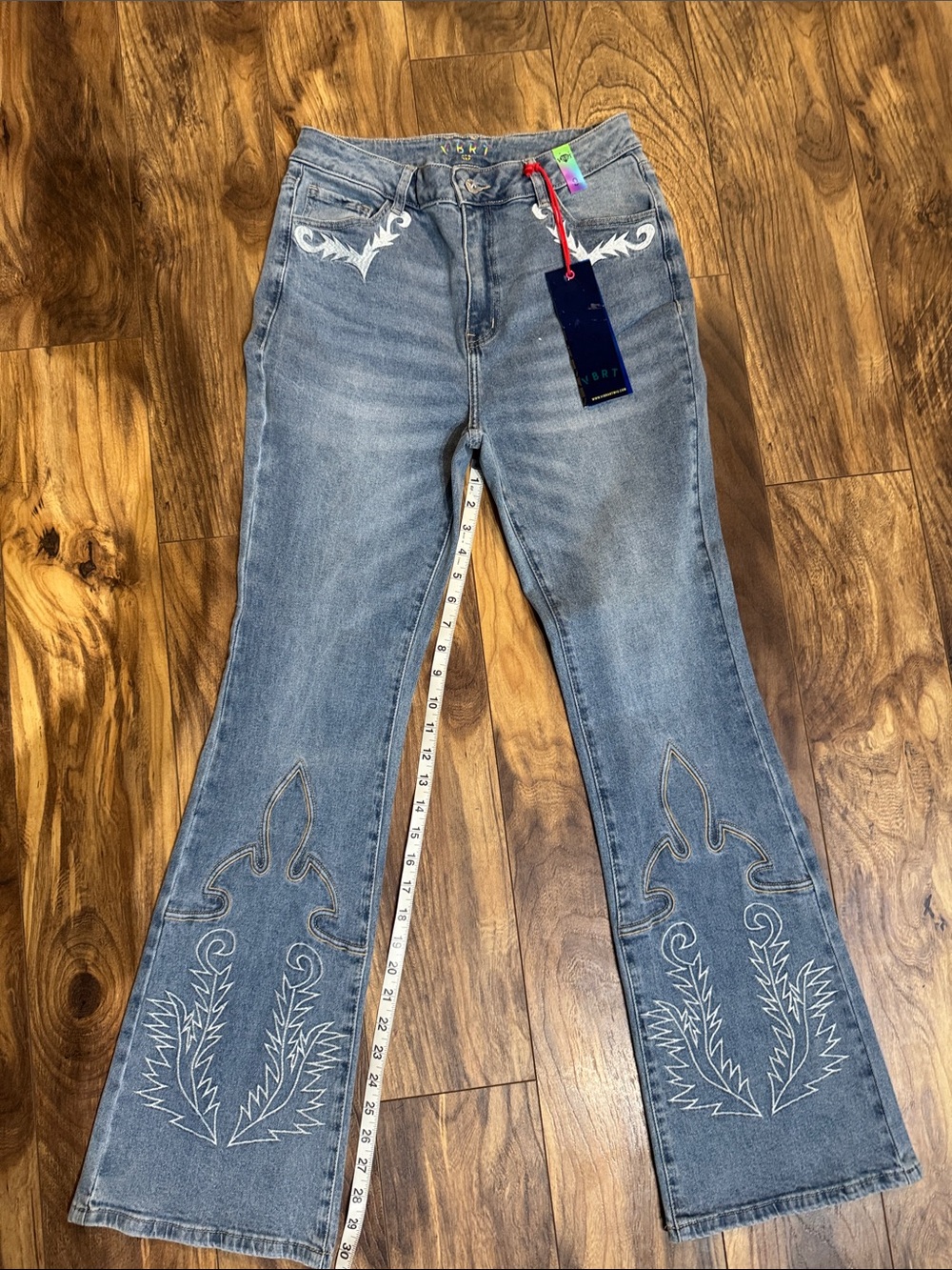 Women’s Light Blue Embroidered Flare Jeans